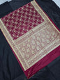 Maroon Zarkan Swarovski Banarasi Katan Saree