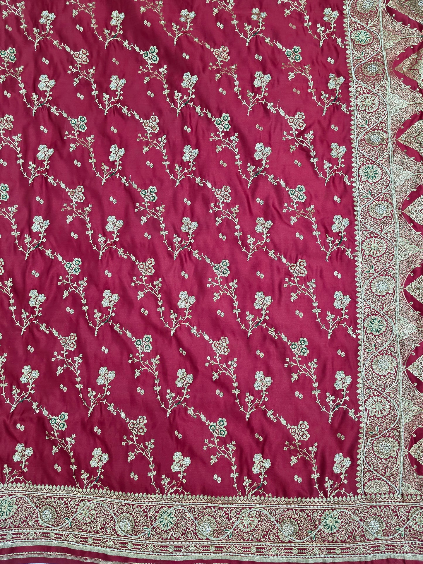 Maroon Zardozi Zarkan Banarasi Saree