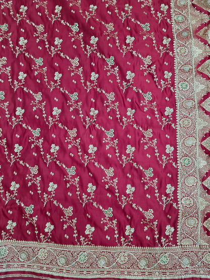 Maroon Zardozi Zarkan Banarasi Saree