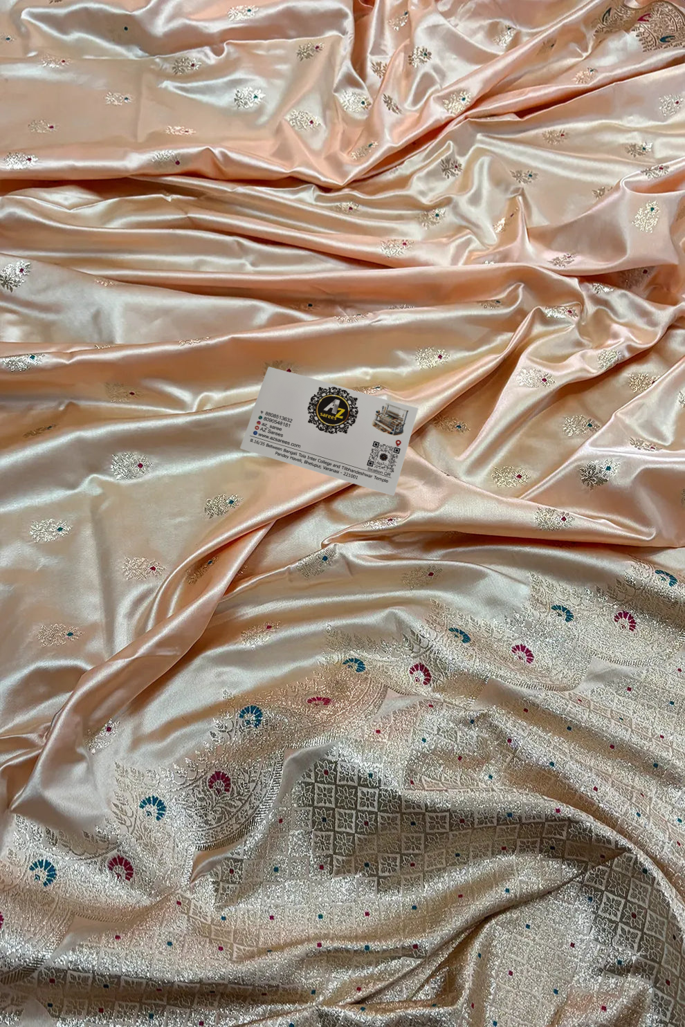 Peach Meenakari Banarasi Katan Saree