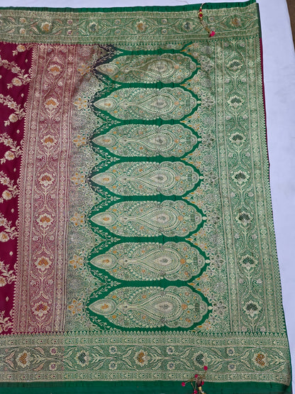 Maroon Cutdana Banarasi Saree