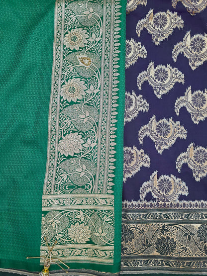 Parpl Zarkan Swarovski Banarasi silk Saree