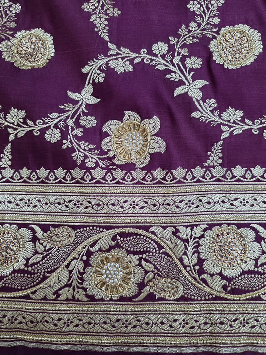 Purple Moti Banarasi Saree