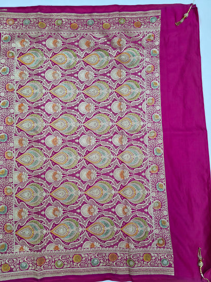 Rani Mina Kari Zarkan Swarovski Banarasi Saree
