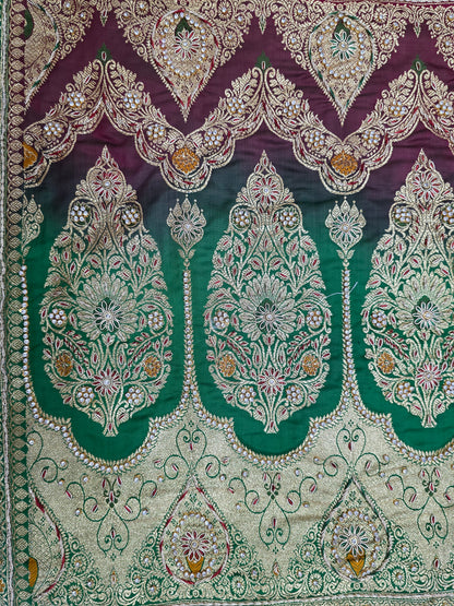 Maroon Zardozi Zarkan Banarasi Katan Saree
