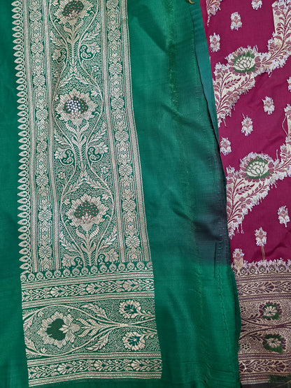 Maroon Zarkan Swarovski Banarasi katan saree