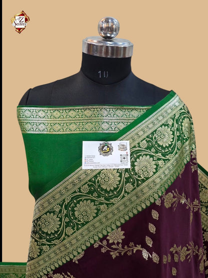Wine Banarasi Katan Silk