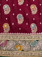 Maroon Zarkan Swarovski  Banarsi Katan saree