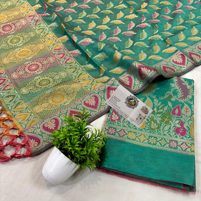 Sea green resham banarasi silk suit