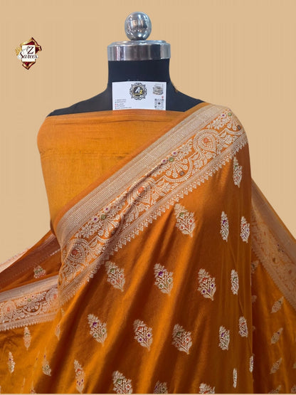 mustard Banarasi Silk Saree