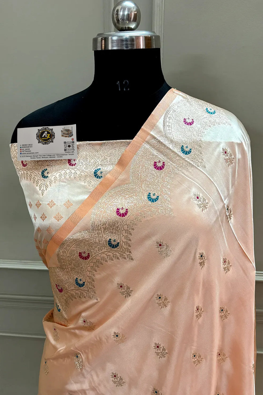 Peach Meenakari Banarasi Katan Saree