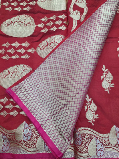 Red Banarasi Katan Saree