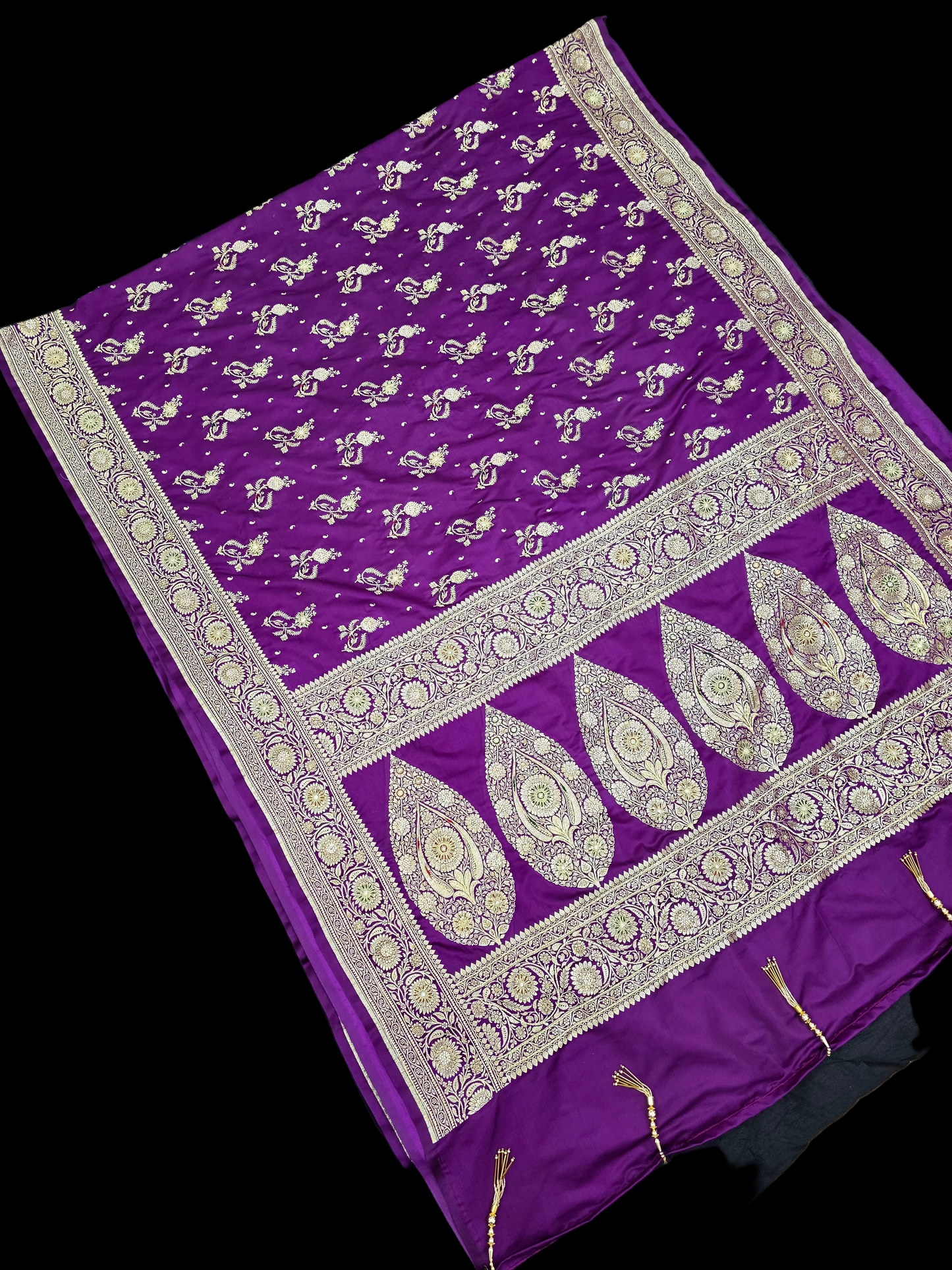 Purple Zardozi Zarkan Banarasi Katan Saree