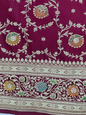 Maroon Zarkan swarovski Banarasi Katan Saree