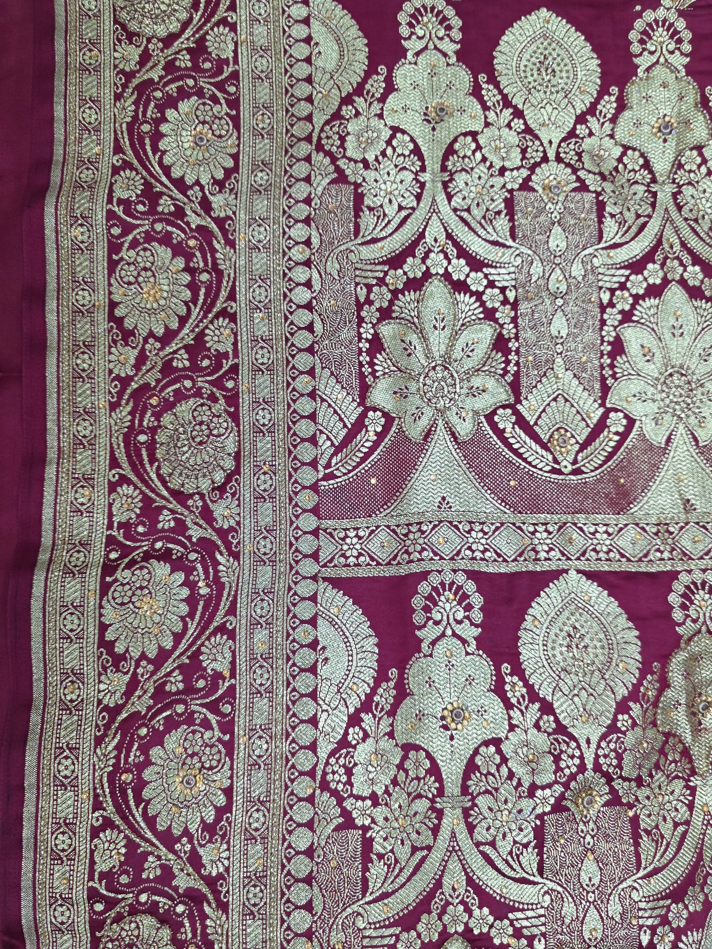 Maroon Moti Banarasi Saree