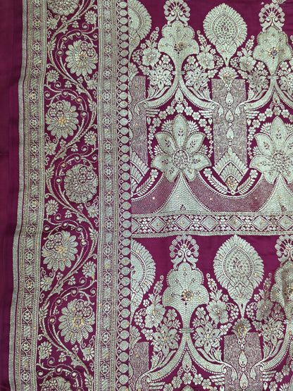 Maroon Moti Banarasi Saree