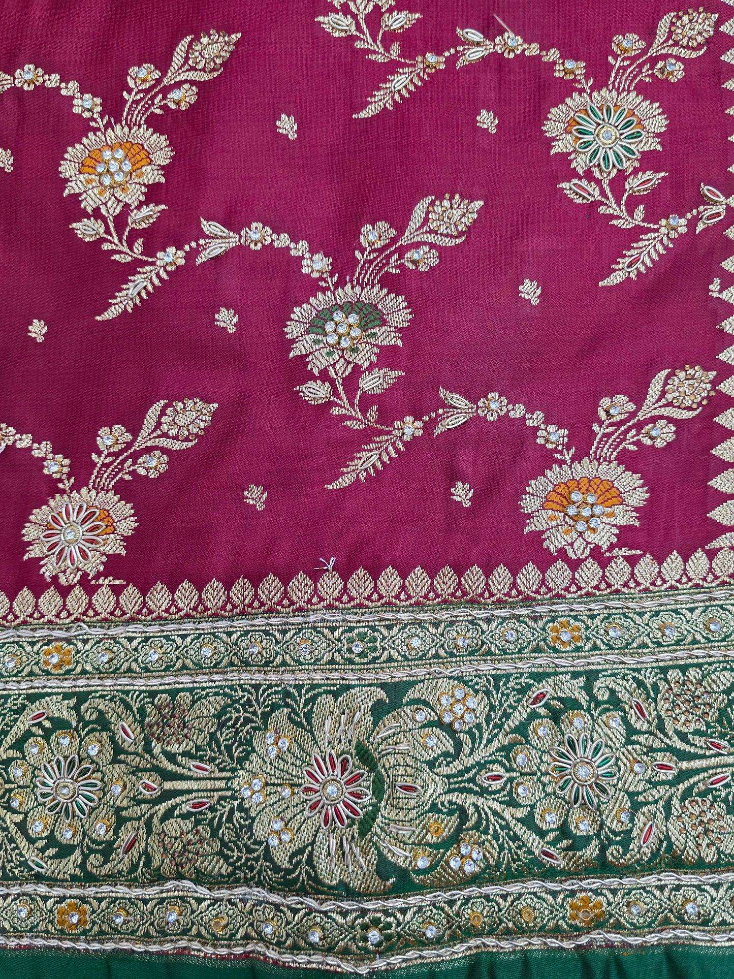 Maroon Zardozi Zarkan Banarasi Katan Saree