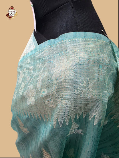 Firozi Banarasi Ghicha Saree