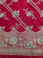 Red Zardozi Zarkan Moti Banarasi Saree