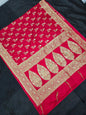 Red Zardozi Zarkan Banarasi Katan Saree