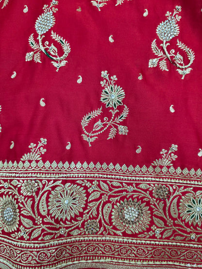 Red Zardozi Zarkan Banarasi Saree