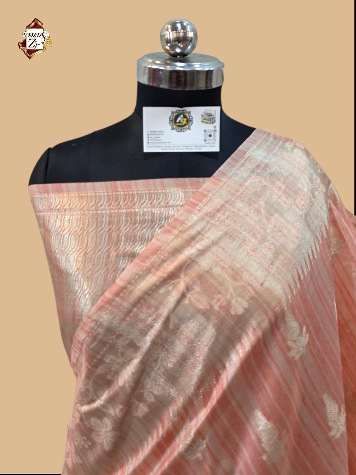 Peach Banarasi Ghicha Saree