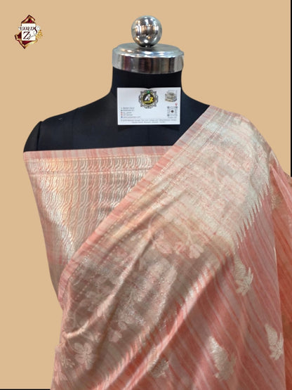Peach Banarasi Ghicha Saree