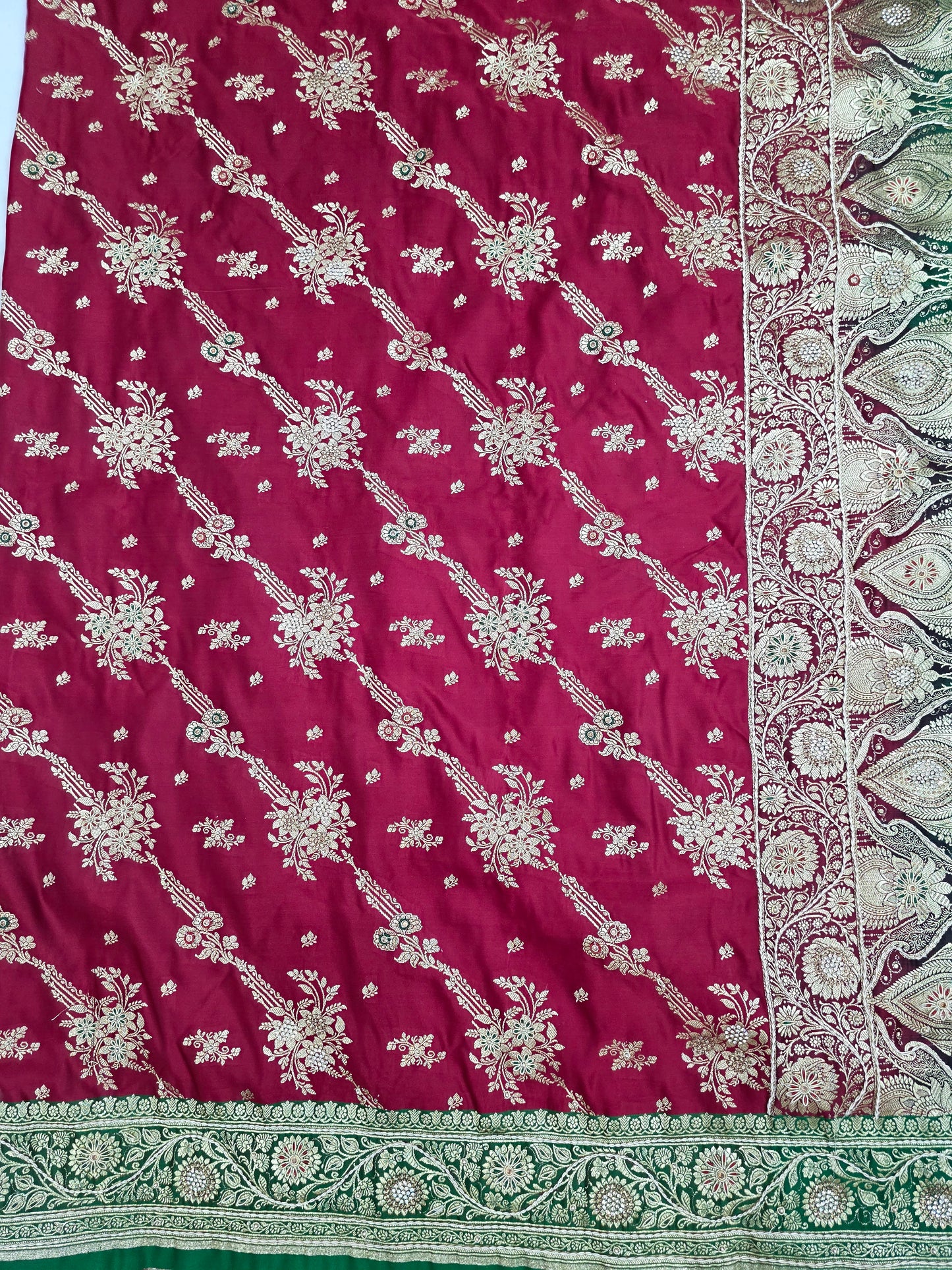 Maroon Zardozi Zarkan Banarasi Saree