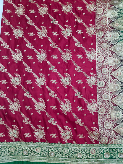 Maroon Zardozi Zarkan Banarasi Saree