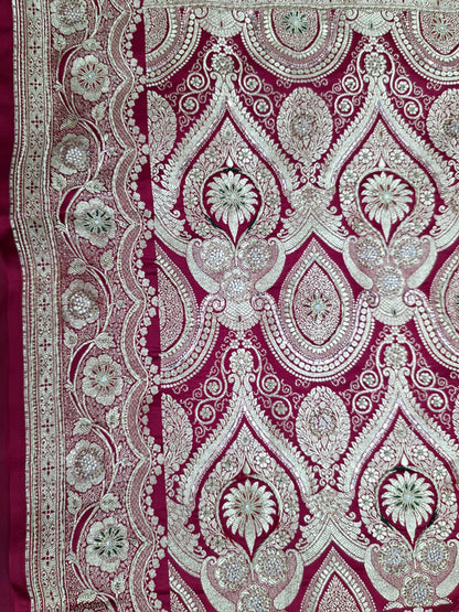 MAROON ZARDOZI ZARKAN BANARASI SAREE