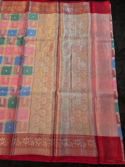 Multicoloured Tissue Banarasi saree