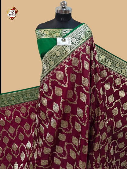 Maroon Banarasi Katan Saree