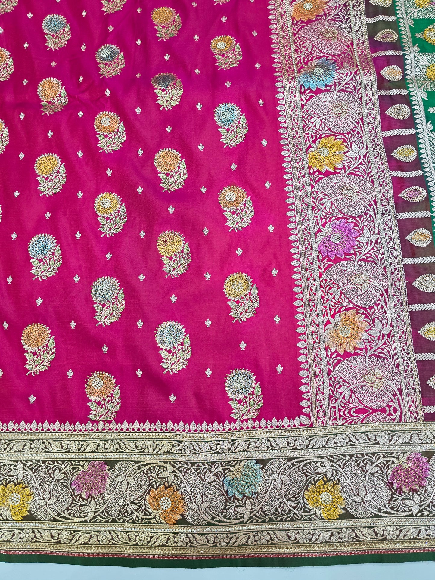 Strawberry Zarkan Swarovski Banarasi Katan Saree