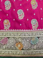 Strawberry Zarkan Swarovski Banarasi Katan Saree