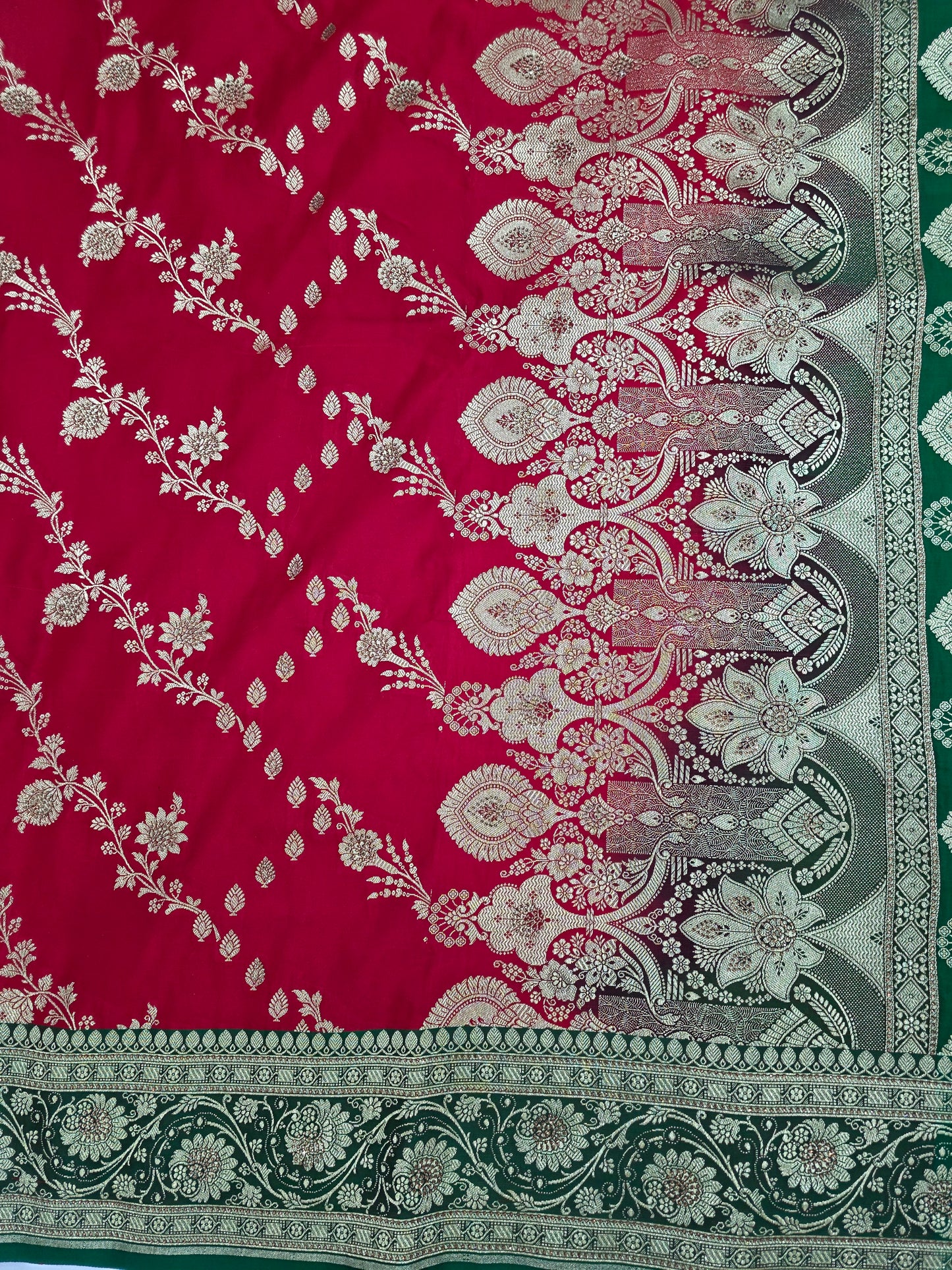 Red Zarkan Swarovski Banarasi Saree