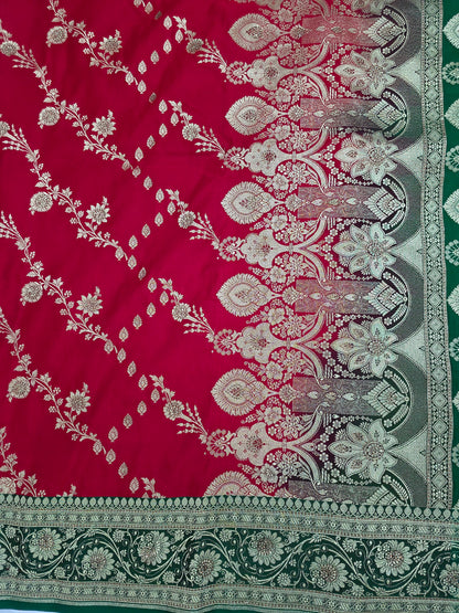 Red Zarkan Swarovski Banarasi Saree