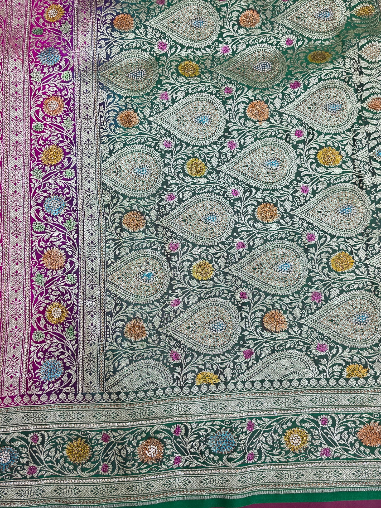 Pink Zarkan Swarovski Banarsi Katan Saree