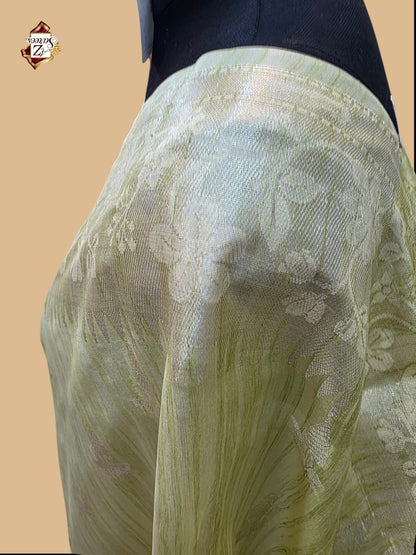 Light Green Banarasi Ghicha Saree