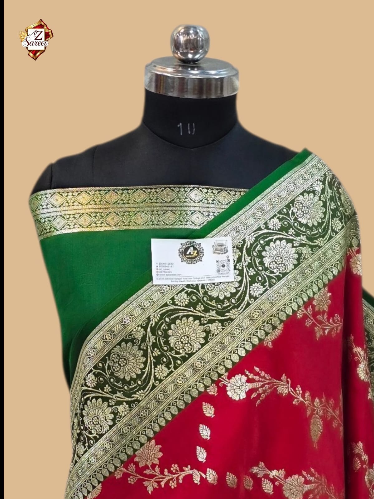 Red Banarasi katan silk