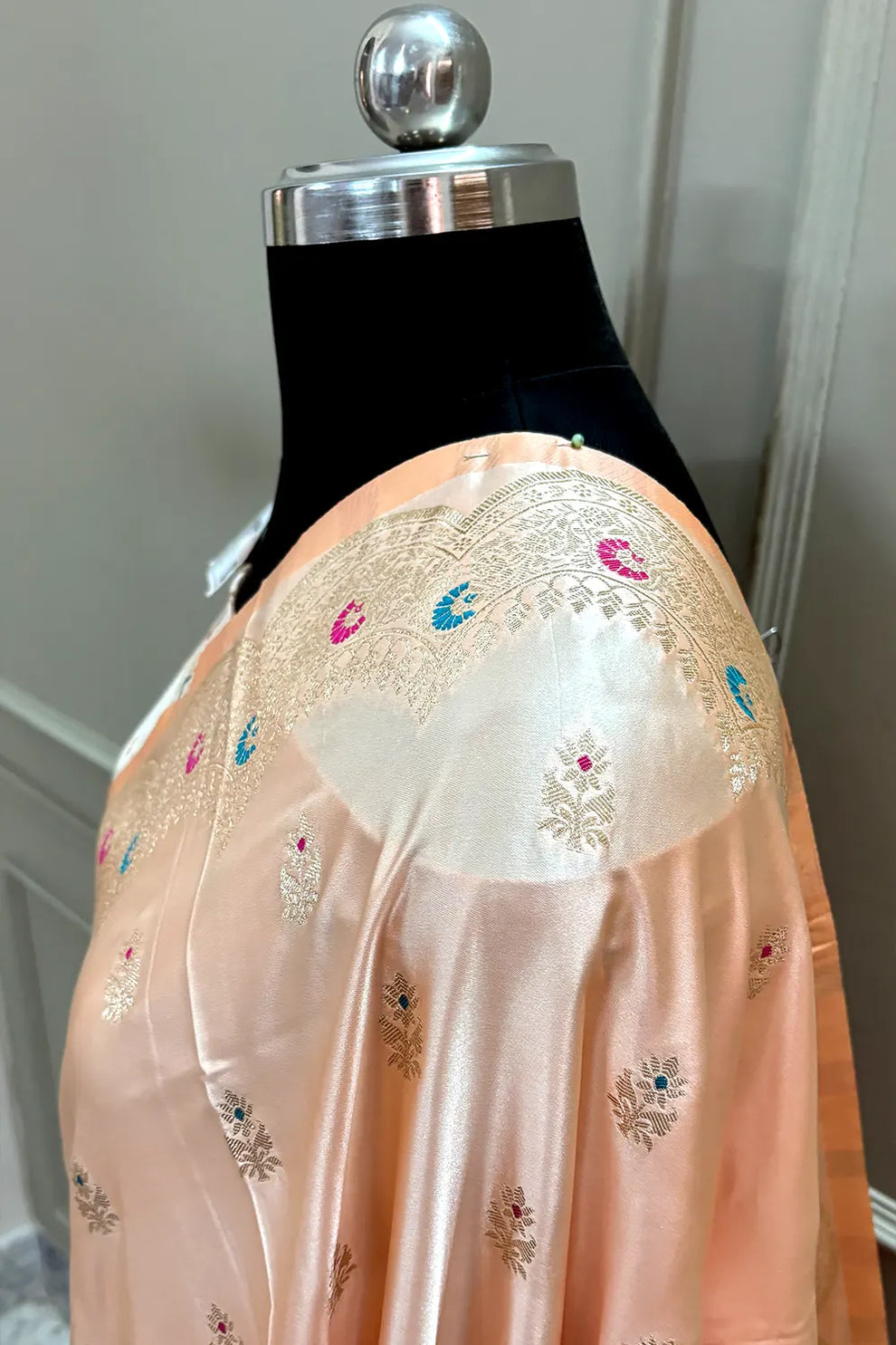 Peach Meenakari Banarasi Katan Saree