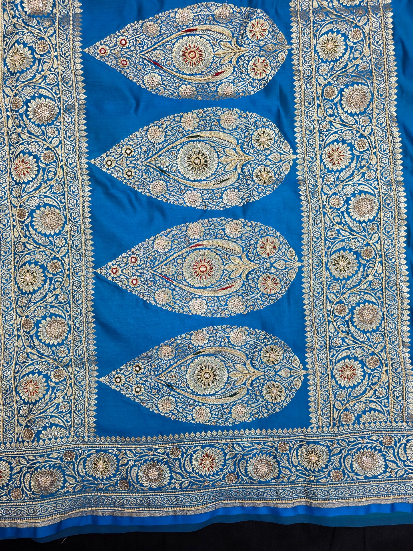Blue Zardozi Zarkan Banarasi Katan Saree