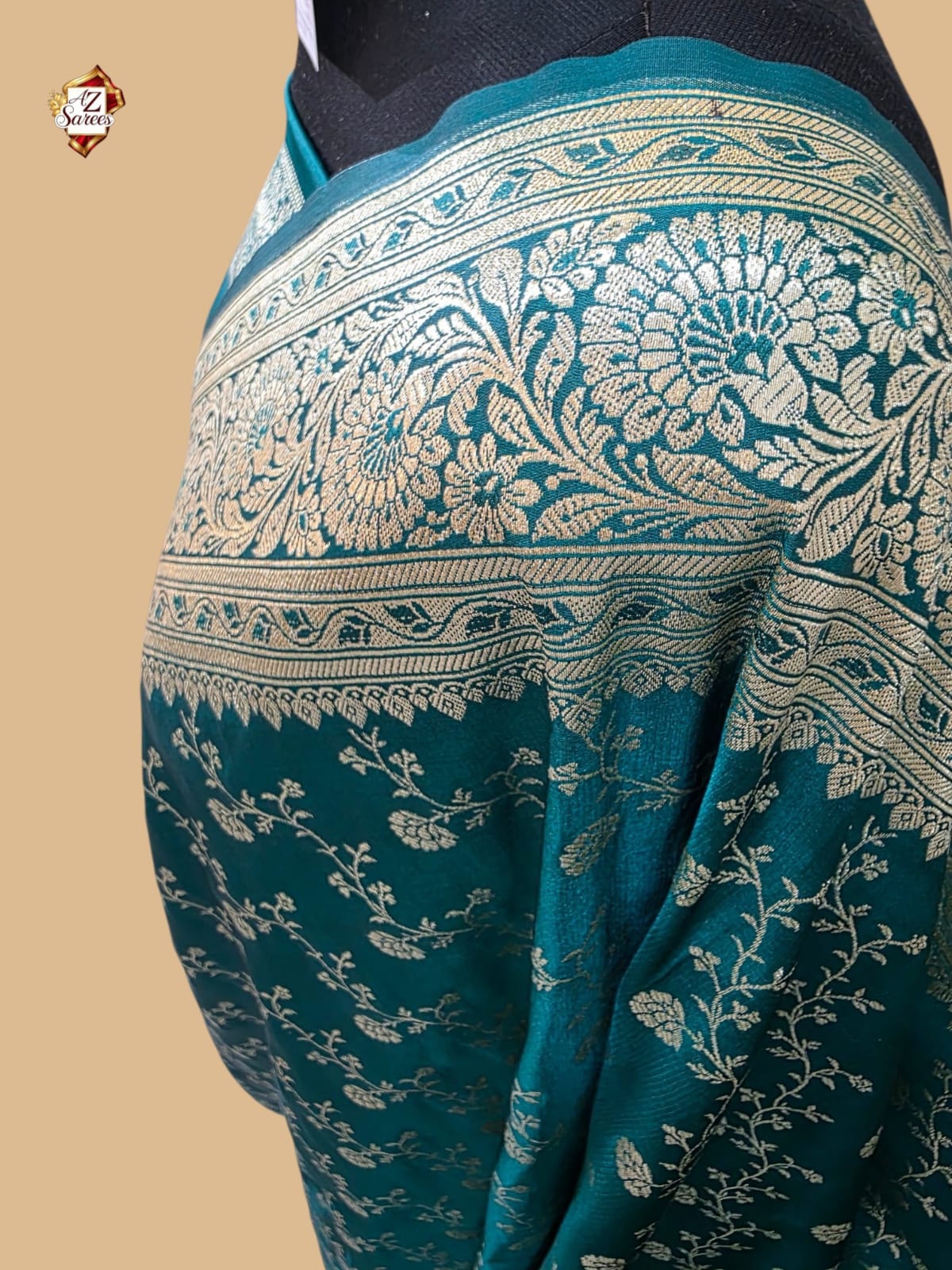 Teal Banarasi Katan Saree