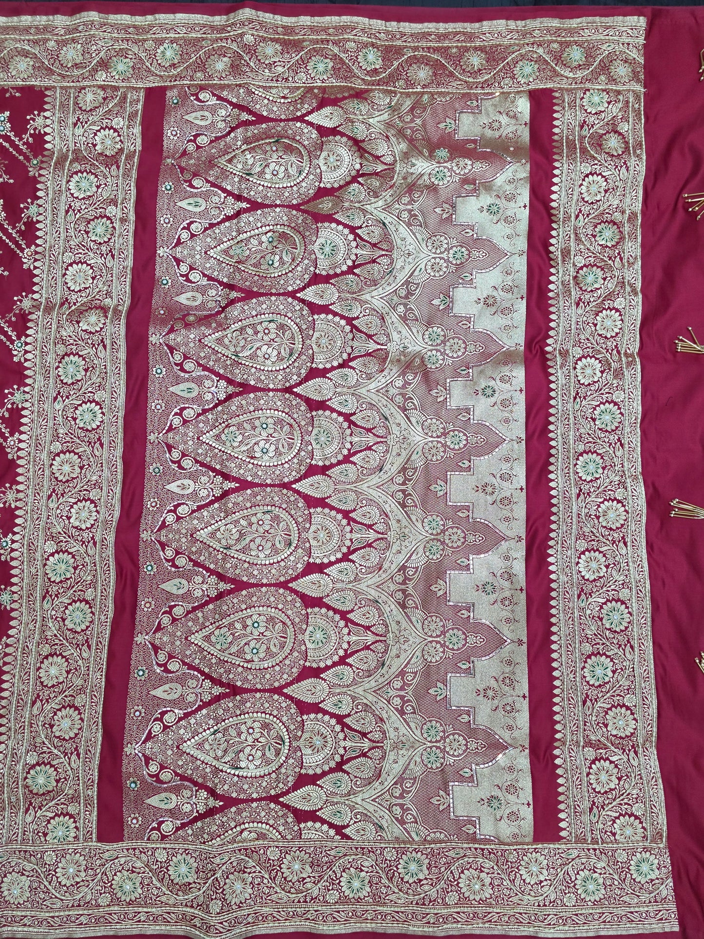 Maroon Zardozi Zarkan Banarasi Katan Saree