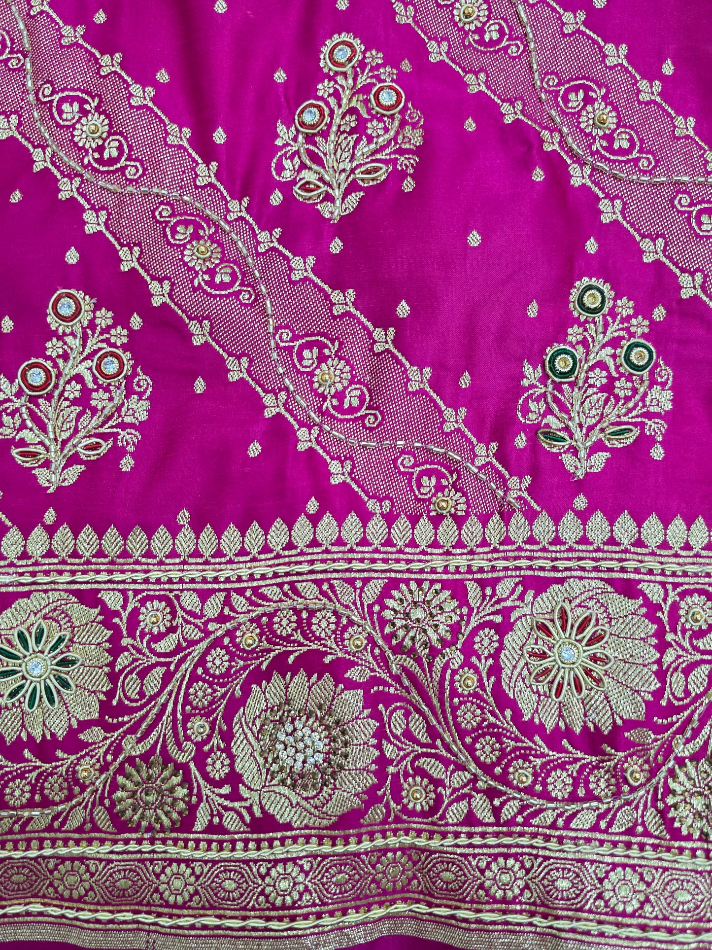 Pink Zardozi Zarkan Banarasi Katan Saree