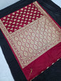 Maroon Zarkan Swarovski Banarasi Katan Saree