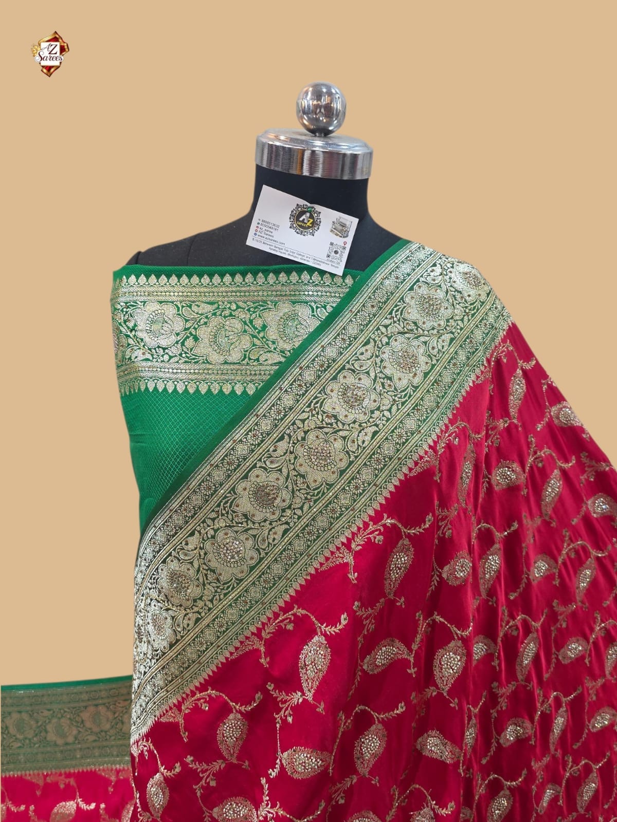 Red Banarasi Zarkan Saree