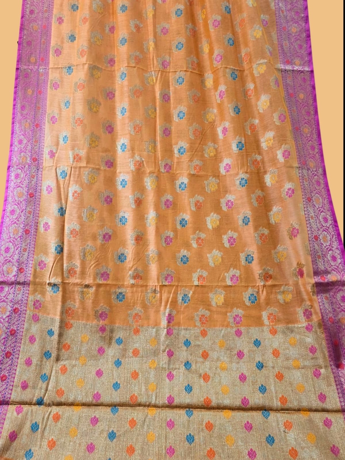 Orange Banarasi Silk Saree