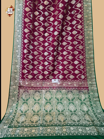 Maroon Banarasi Katan Saree