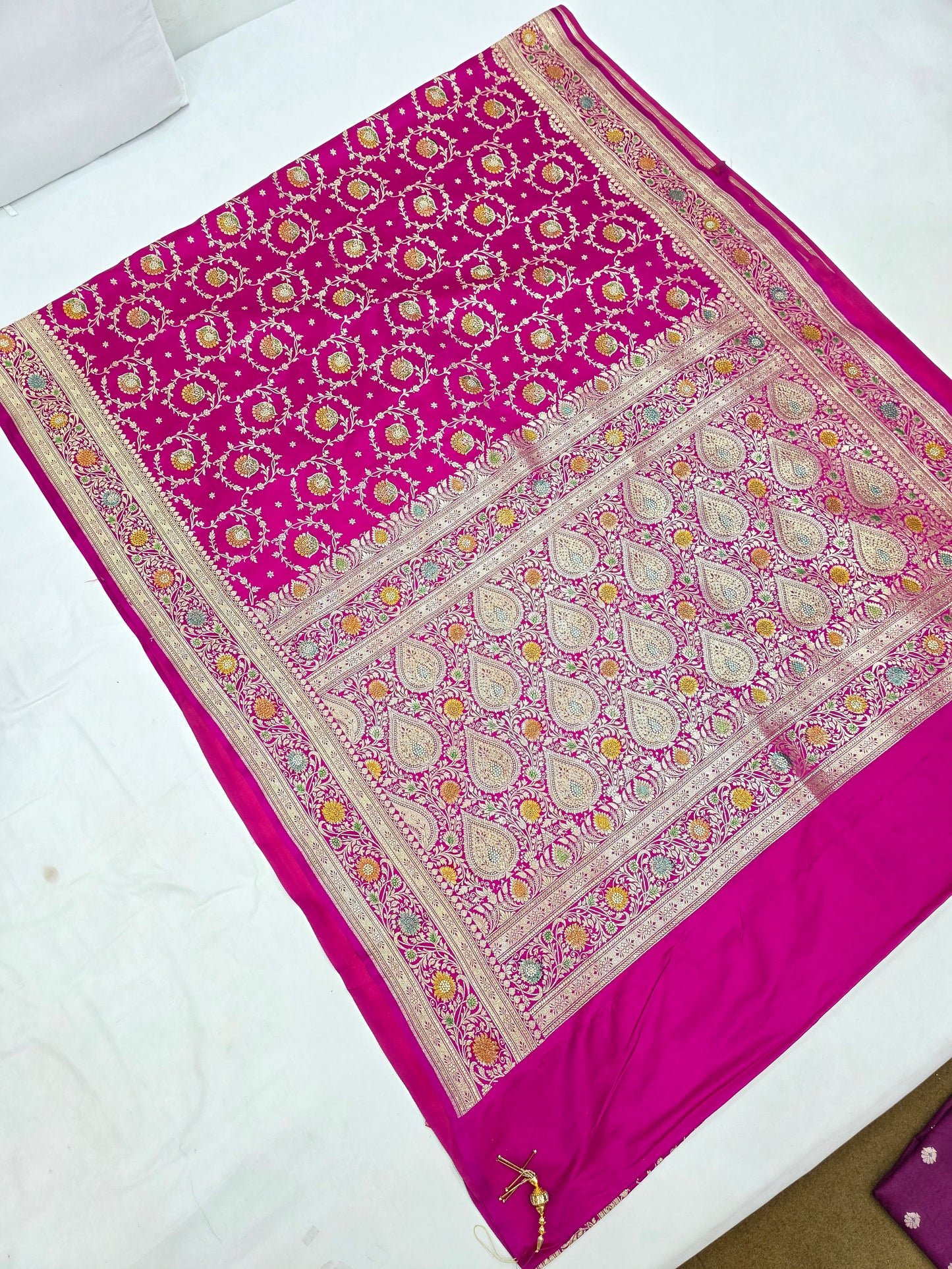 Pink Zarkan Swarovski Banarasi Katan Saree