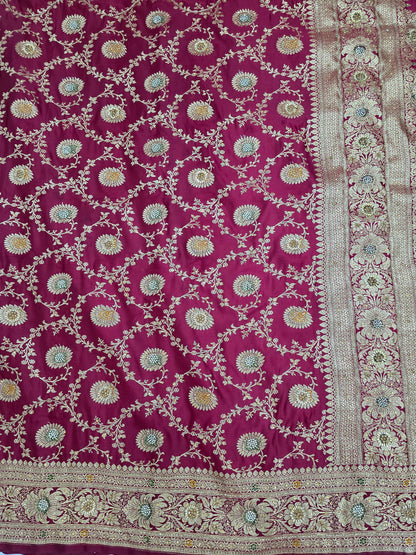 Maroon Cutdana Banarasi Saree